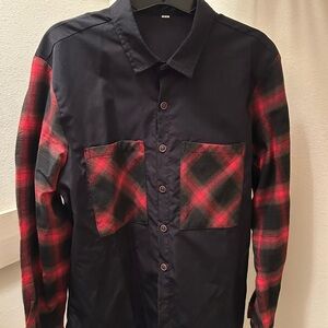 Black and Red Plaid Button-Up Shirt